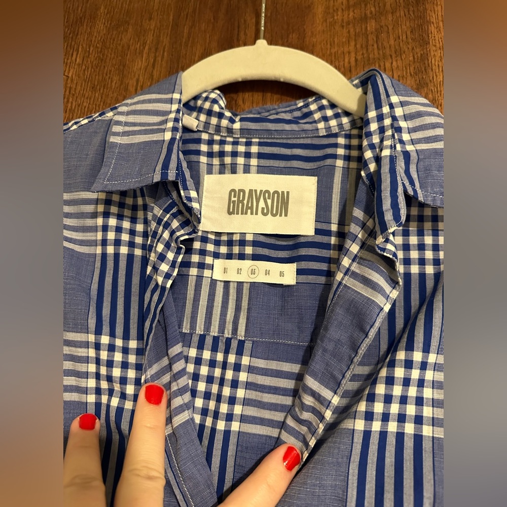 Grayson blue gingham button up